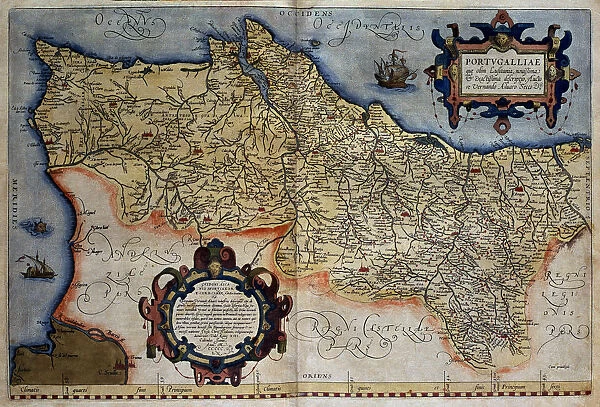Theatrum Orbis Terrarum by Abraham Ortelius, Antwerp, 1574. Map of Portugal