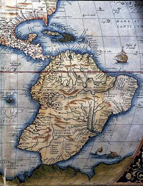 Theatrum Orbis Terrarum by Abraham Ortelius, Antwerp, 1574, map of South America