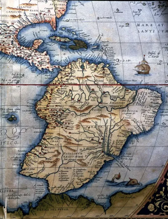 Framed Print : Theatrum Orbis Terrarum by Abraham Ortelius, Antwerp, 1574, map of South America Framed Print : Theatrum Orbis Terrarum by Abraham Ortelius, Antwerp, 1574, map of South America