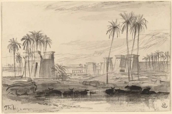 Framed Print : Thebes, 1884 / 1885. Creator: Edward Lear Framed Print : Thebes, 1884 / 1885. Creator: Edward Lear