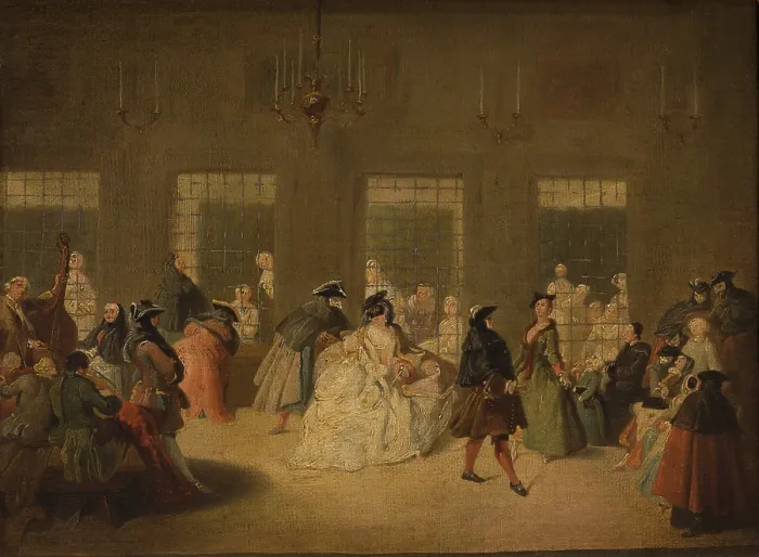 Framed Print : Theme from the Venetian Carnival-In the Parlatory of the Monastery, between 1780-1820. Creator: Unknown Framed Print : Theme from the Venetian Carnival-In the Parlatory of the Monastery, between 1780-1820. Creator: Unknown