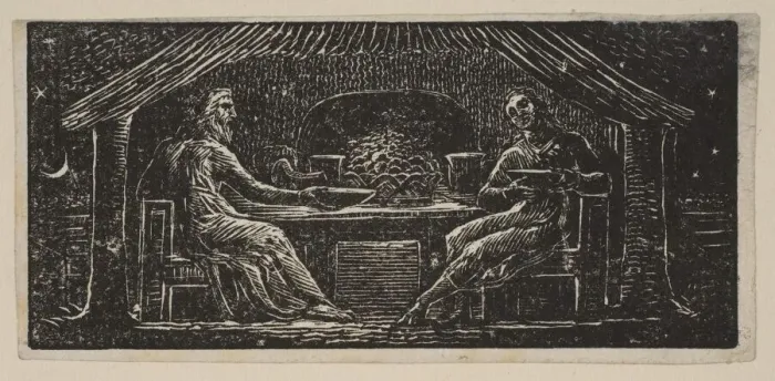 Framed Print : Thenot and Colinet Eat Their Evening Meal, from Thorntons Pastorals of Virgil, 1821 Framed Print : Thenot and Colinet Eat Their Evening Meal, from Thorntons Pastorals of Virgil, 1821