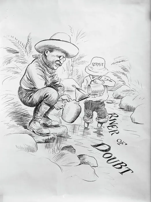 Framed Print : Theodore Roosevelt - Cartoon About The River of Doubt, 1914. Creator: Unknown Framed Print : Theodore Roosevelt - Cartoon About The River of Doubt, 1914. Creator: Unknown