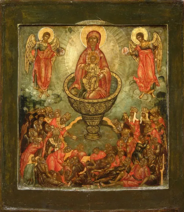 Framed Print : Theotokos Life-giving Spring, End of 17th cen Artist: Russian icon