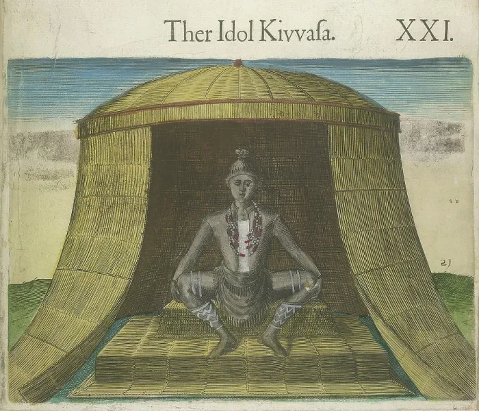 Framed Print : Ther Idol Kivvasa, (Kiwasa) 1618. Creator: Theodor de Bry Framed Print : Ther Idol Kivvasa, (Kiwasa) 1618. Creator: Theodor de Bry