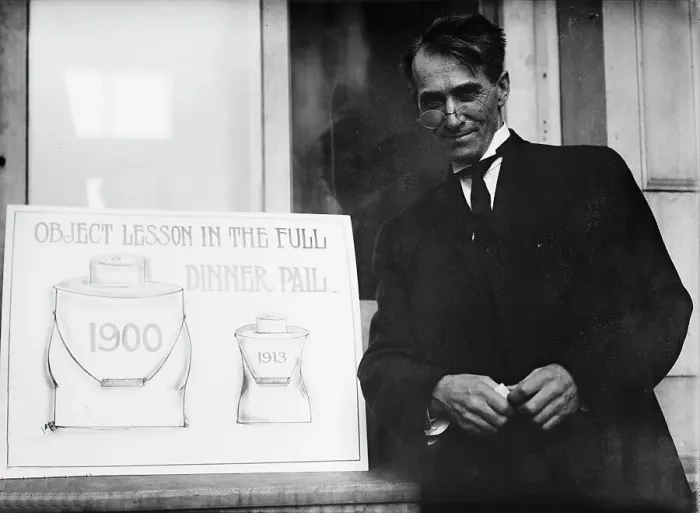 Framed Print : Theron Akin, Rep. from New York; with Full Dinner Pail Placard, 1913. Creator: Harris & Ewing. Theron Akin, Rep. from New York; with Full Dinner Pail Placard, 1913. Creator: Harris & Ewing Framed Print : Theron Akin, Rep. from New York; with Full Dinner Pail Placard, 1913. Creator: Harris & Ewing. Theron Akin, Rep. from New York; with Full Dinner Pail Placard, 1913. Creator: Harris & Ewing