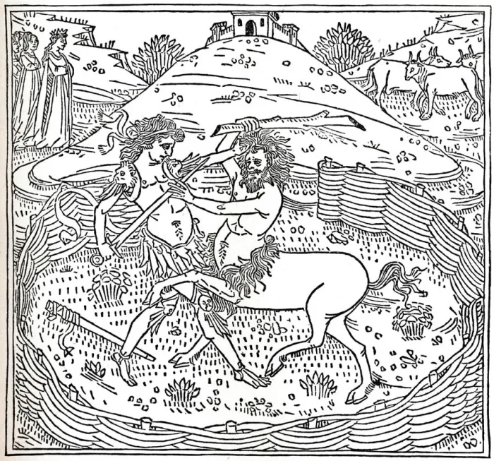 Framed Print : Theseus and the Centaur, Plutarch: Vitae Parallelae, 1491, (1917) Framed Print : Theseus and the Centaur, Plutarch: Vitae Parallelae, 1491, (1917)
