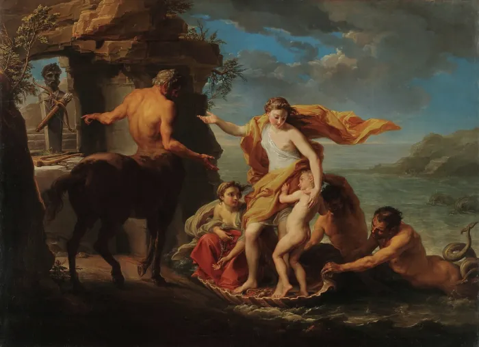 Framed Print : Thetis Gives Achilles in Charge of Chiron, 1759-1760. Creator: Batoni, Pompeo Girolamo (1708-1787) Framed Print : Thetis Gives Achilles in Charge of Chiron, 1759-1760. Creator: Batoni, Pompeo Girolamo (1708-1787)