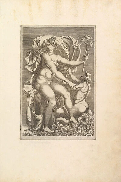 Thetis Seated with a Triton, 16th century. Creator: Unknown