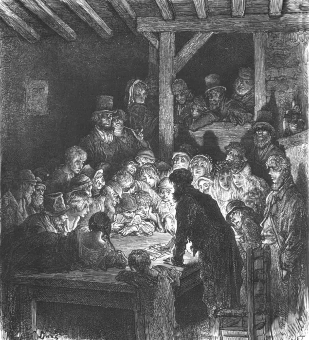 Framed Print : Thieves Gambling, 1872. Creator: Gustave Doré Framed Print : Thieves Gambling, 1872. Creator: Gustave Doré
