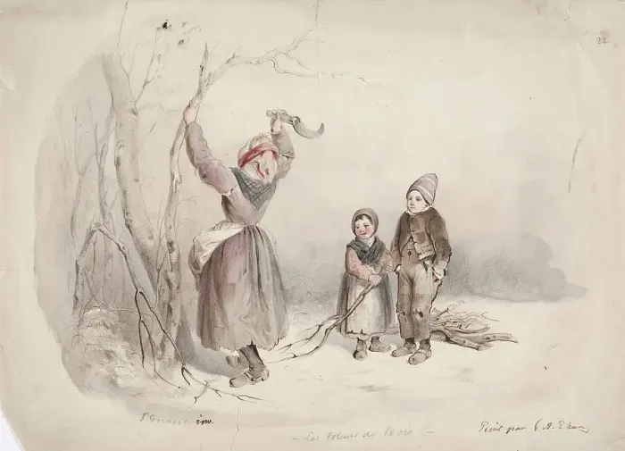 Framed Print : Thieving Wood, 1850-1855. Creator: Karl Anders Ekman Framed Print : Thieving Wood, 1850-1855. Creator: Karl Anders Ekman