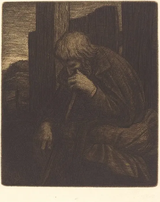 Framed Print : Thinker (Le penseur). Creator: Alphonse Legros Framed Print : Thinker (Le penseur). Creator: Alphonse Legros