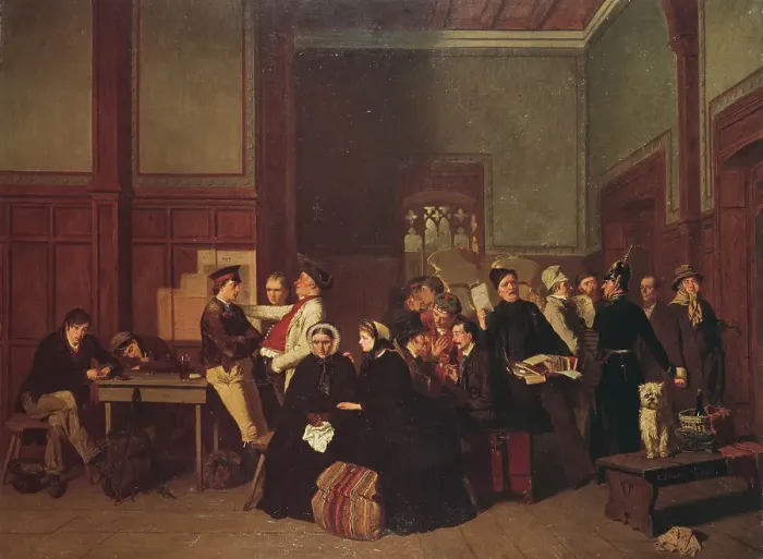 Framed Print : Third-Class Waiting-Room II, 1865. Creator: Carl Henrik Unker Framed Print : Third-Class Waiting-Room II, 1865. Creator: Carl Henrik Unker