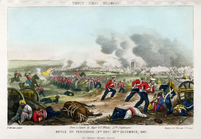 Framed Print : Thirty First Regiment, Battle of Ferozeshah, 2nd Day, 22nd December 1845. Artist: Madeley Framed Print : Thirty First Regiment, Battle of Ferozeshah, 2nd Day, 22nd December 1845. Artist: Madeley