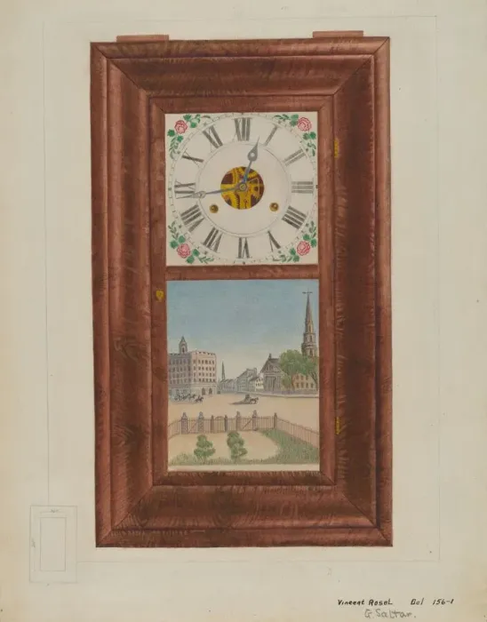 Framed Print : Thirty Hour Clock, c. 1936. Creator: Vincent P. Rosel Framed Print : Thirty Hour Clock, c. 1936. Creator: Vincent P. Rosel