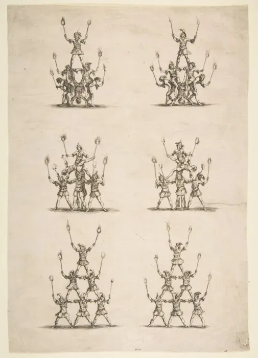 Framed Print : Thirty-six Acrobats in Six Groups, 1652. Creator: Stefano della Bella Framed Print : Thirty-six Acrobats in Six Groups, 1652. Creator: Stefano della Bella