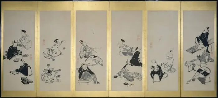 Framed Print : The Thirty-Six Immortal Poets, 1798. Artist: Jakuchu, Ito (1716-1800) Framed Print : The Thirty-Six Immortal Poets, 1798. Artist: Jakuchu, Ito (1716-1800)