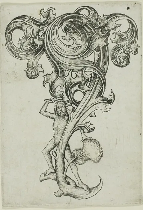 Framed Print : Thistle Ornament With Wild Man, 1450 / 67. Creator: Master ES Framed Print : Thistle Ornament With Wild Man, 1450 / 67. Creator: Master ES