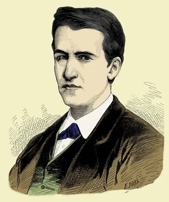 Framed Print : Thomas Alva Edison (1847-1931), American inventor, engraving 1887 Framed Print : Thomas Alva Edison (1847-1931), American inventor, engraving 1887