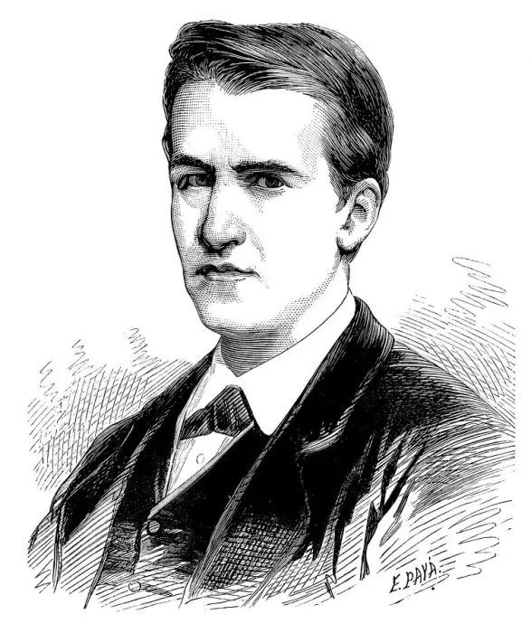 Framed Print : Thomas Alva Edison (1847-1931), American inventor, engraving 1887 Framed Print : Thomas Alva Edison (1847-1931), American inventor, engraving 1887