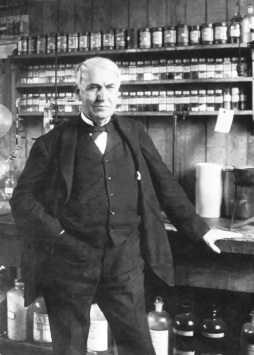 Framed Print : Thomas Alva Edison at Menlo Park, late 1880s Framed Print : Thomas Alva Edison at Menlo Park, late 1880s