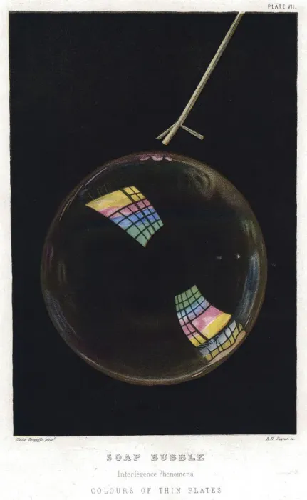 Framed Print : Thomas Young (1773-1829), Thin films illustrated by soap bubble, 1872 Framed Print : Thomas Young (1773-1829), Thin films illustrated by soap bubble, 1872