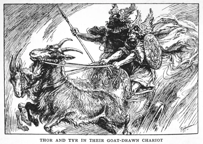 Framed Print : Thor and Tyr in their Goat-Drawn Chariot, 1925 Framed Print : Thor and Tyr in their Goat-Drawn Chariot, 1925
