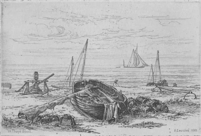 Framed Print : On Thorpe Beach, 1888. Creator: Arthur Evershed Framed Print : On Thorpe Beach, 1888. Creator: Arthur Evershed