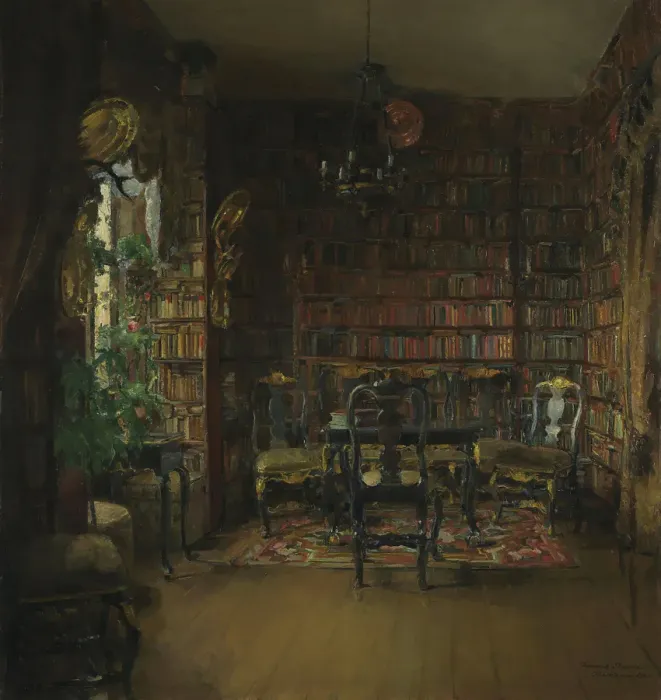 Framed Print : Thorvald Boeck's Library, 1902. Creator: Harriet Backer Framed Print : Thorvald Boeck's Library, 1902. Creator: Harriet Backer