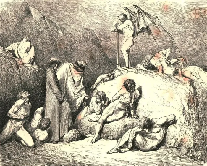 Framed Print : Call thou to mind Piero of Medicina, if again returning, c1890. Creator: Gustave Doré Framed Print : Call thou to mind Piero of Medicina, if again returning, c1890. Creator: Gustave Doré