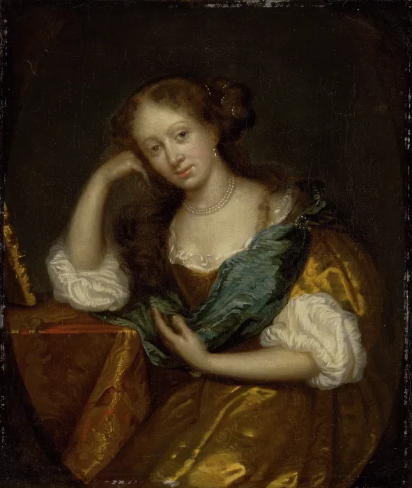 Framed Print : In Thought, 1670-1680. Creator: Circle of Caspar Netscher Framed Print : In Thought, 1670-1680. Creator: Circle of Caspar Netscher