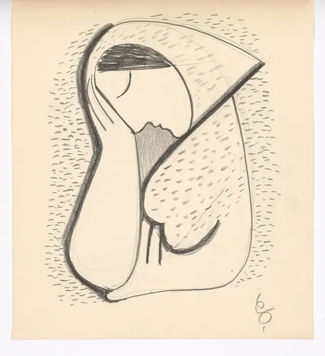Framed Print : Thoughtful, 1938. Creator: Mikulas Galanda Framed Print : Thoughtful, 1938. Creator: Mikulas Galanda