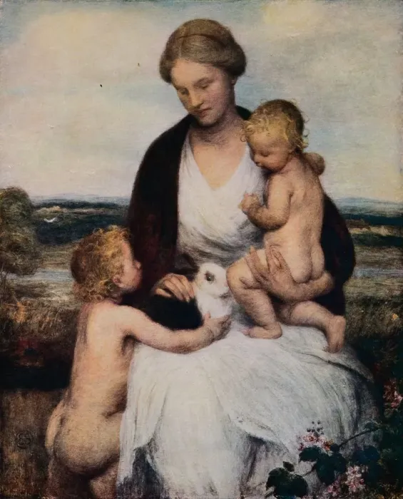 Framed Print : My Thoughts Are My Children, c1900, (1912). Artist: Edward Stott Framed Print : My Thoughts Are My Children, c1900, (1912). Artist: Edward Stott