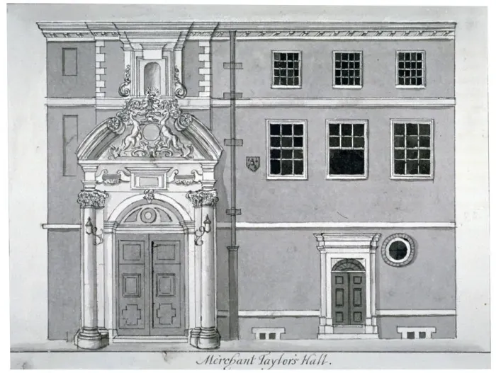 Framed Print : Threadneedle Street front, Merchant Taylors Hall, City of London, c1780 Framed Print : Threadneedle Street front, Merchant Taylors Hall, City of London, c1780