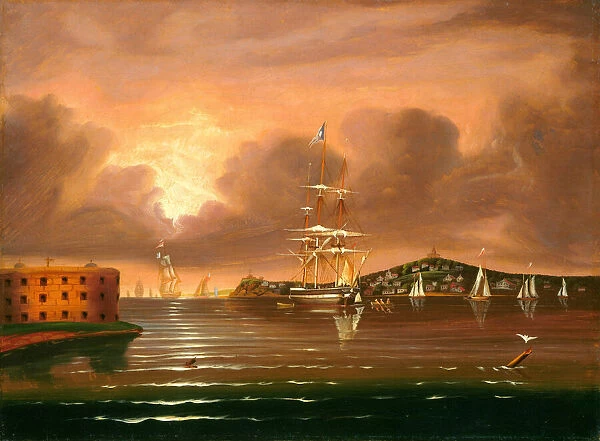 Threatening Sky, Bay of New York, mid 19th century. Creator: Thomas Chambers