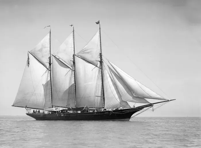 Framed Print : The three-mast auxiliary schooner Invincible, 1911. Creator: Kirk & Sons of Cowes Framed Print : The three-mast auxiliary schooner Invincible, 1911. Creator: Kirk & Sons of Cowes