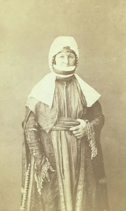 Framed Print : Three-quarter length portrait of woman, facing front, between 1870 and 1886. Creator: Unknown Framed Print : Three-quarter length portrait of woman, facing front, between 1870 and 1886. Creator: Unknown