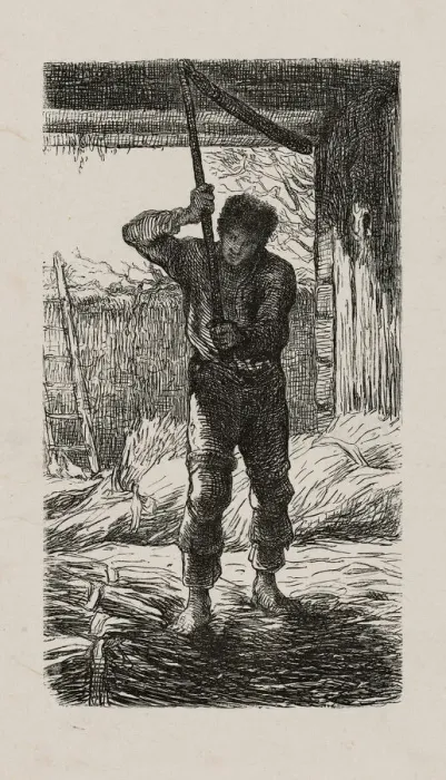 Framed Print : Thresher, 1853, after drawing made in 1852. Creator: Jacques-Adrien Lavieille Framed Print : Thresher, 1853, after drawing made in 1852. Creator: Jacques-Adrien Lavieille