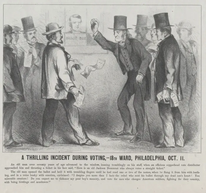 Framed Print : A Thrilling Incident During the Voting, 18th Ward, Philadelphia, October 11, 1864 Framed Print : A Thrilling Incident During the Voting, 18th Ward, Philadelphia, October 11, 1864