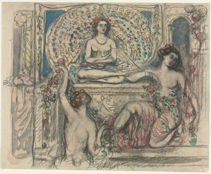 Framed Print : The Throne of the Peacock. Creator: Charles Conder (British, 1868-1909) Framed Print : The Throne of the Peacock. Creator: Charles Conder (British, 1868-1909)