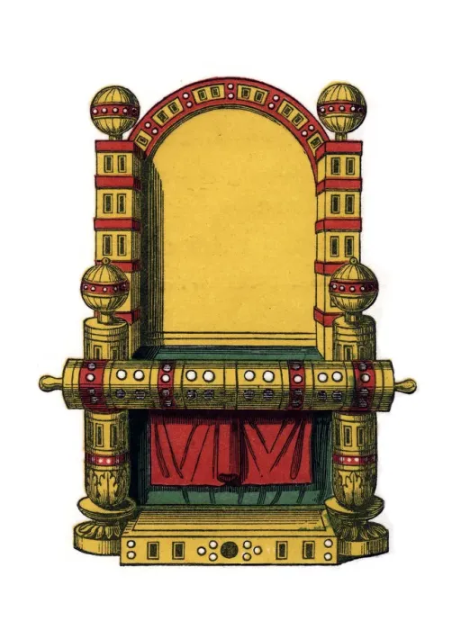 Framed Print : Throne of state, 9th century, (1843). Artist: Henry Shaw Framed Print : Throne of state, 9th century, (1843). Artist: Henry Shaw