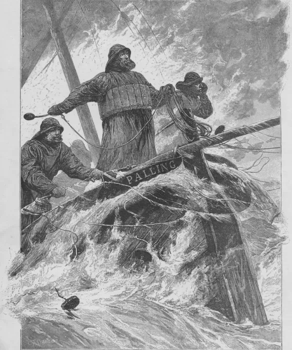 Framed Print : Throwing the Life-Line, 1890. Creator: Unknown Framed Print : Throwing the Life-Line, 1890. Creator: Unknown