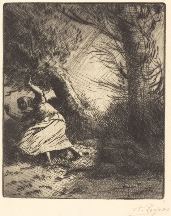 Framed Print : Thunder (Un coup de foudre). Creator: Alphonse Legros Framed Print : Thunder (Un coup de foudre). Creator: Alphonse Legros