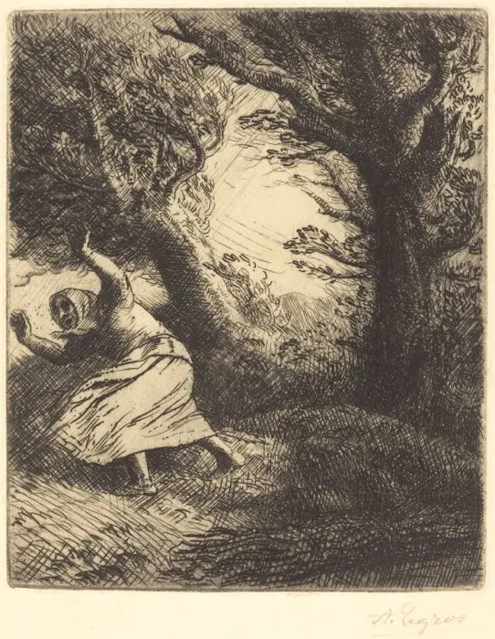 Framed Print : Thunder (Un coup de foudre). Creator: Alphonse Legros Framed Print : Thunder (Un coup de foudre). Creator: Alphonse Legros