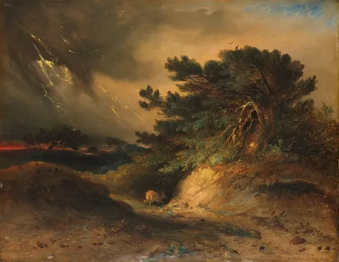Framed Print : The Thunderstorm, 1843. Creator: Johannes Tavenraat Framed Print : The Thunderstorm, 1843. Creator: Johannes Tavenraat