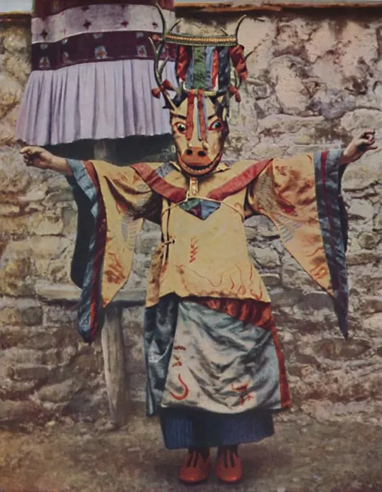 Framed Print : Tibetan lama attired for the devil dance, c1935 Framed Print : Tibetan lama attired for the devil dance, c1935