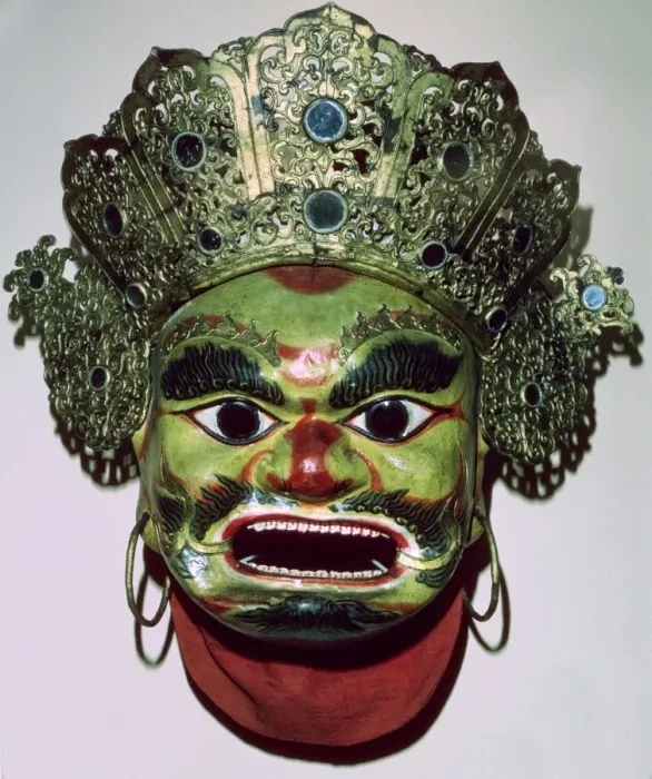 Framed Print : Tibetan mask used in ritual dance, c9th century Framed Print : Tibetan mask used in ritual dance, c9th century