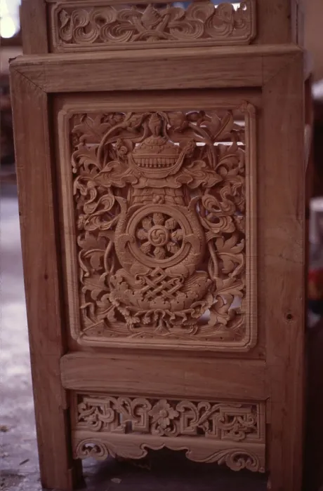 Framed Print : Tibetan refugee wood carving project, Dharamsala, India, 1988. Creator: Amanda Waite Framed Print : Tibetan refugee wood carving project, Dharamsala, India, 1988. Creator: Amanda Waite