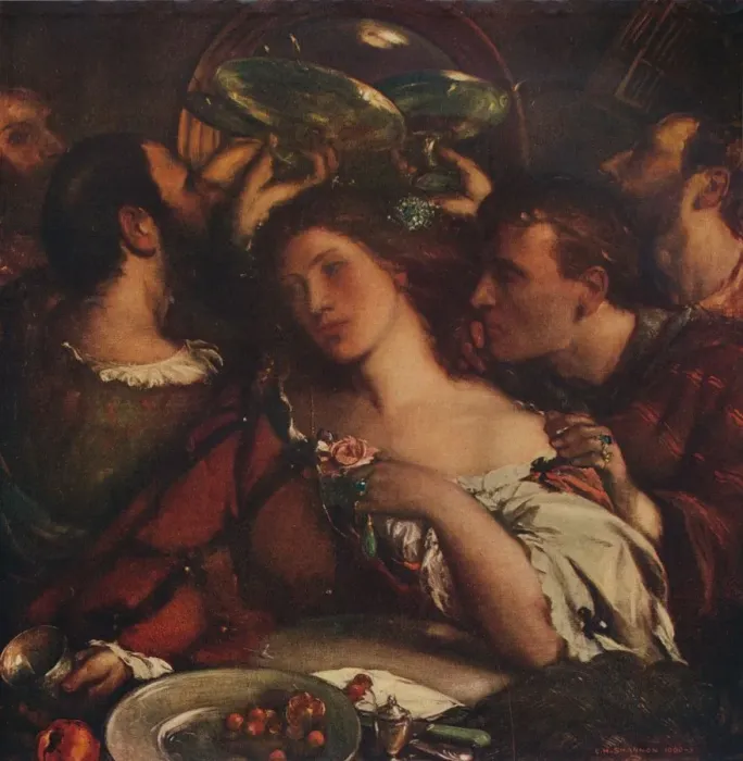 Framed Print : Tibullus in the House of Delia, c1900, (1932). Artist: Charles Shannon Framed Print : Tibullus in the House of Delia, c1900, (1932). Artist: Charles Shannon