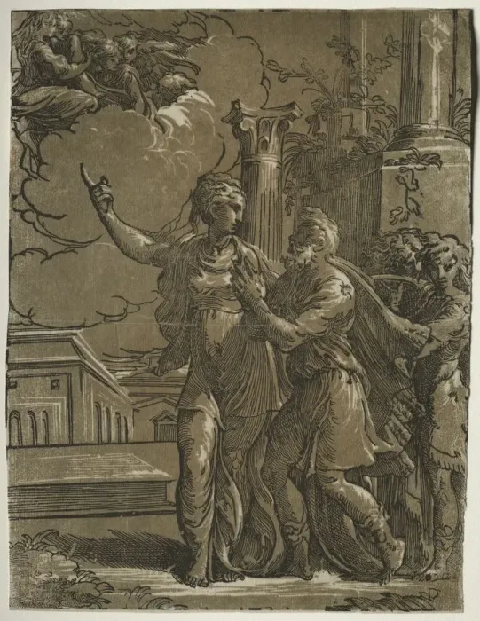 Framed Print : Tiburtine Sibyl and the Emperor Augustus, c. 1527-1530 / 31. Creator: Parmigianino (Italian Framed Print : Tiburtine Sibyl and the Emperor Augustus, c. 1527-1530 / 31. Creator: Parmigianino (Italian